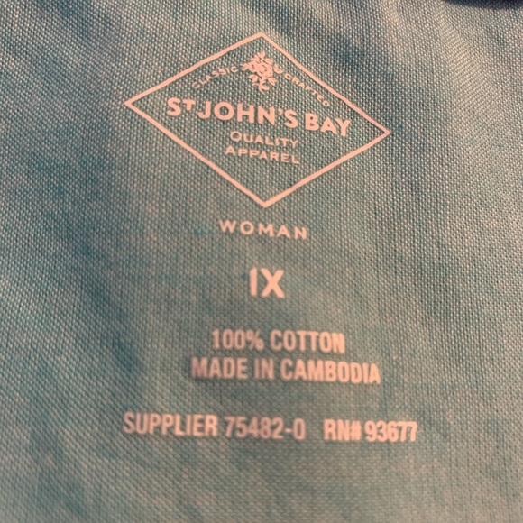 1X ST JOHN’S BAY COTTON AQUA TOP.  ROLL UP SLEEVES - Picture 6 of 6